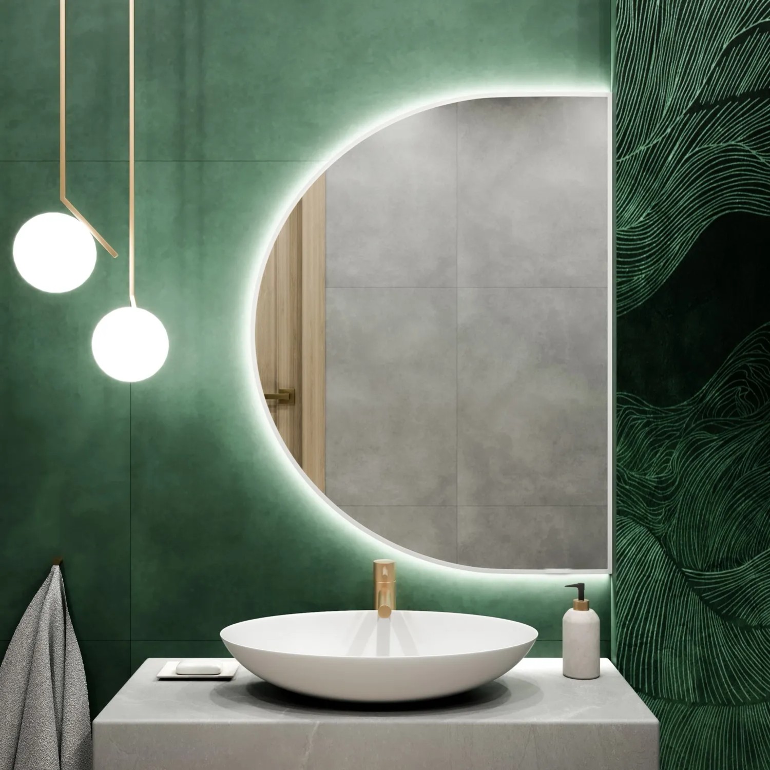 Lustro LED SemiRound Białe Ciepłe 150x85