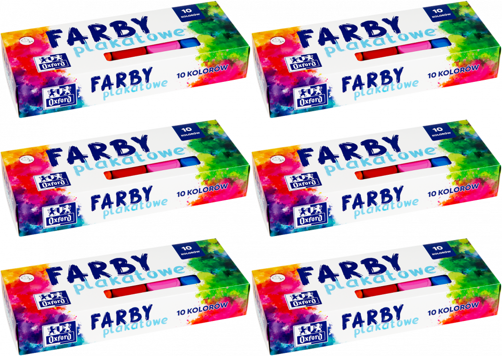 6x Farby plakatowe Oxford, 20ml, 10 sztuk, mix kolorów