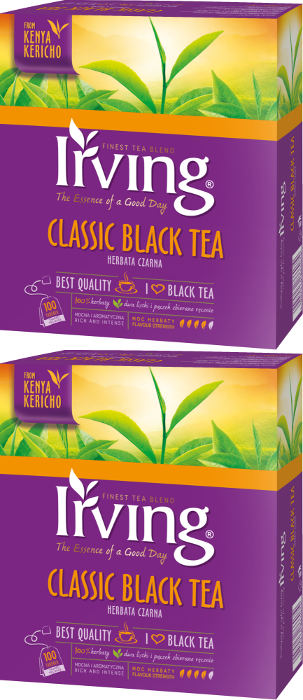 2x Herbata czarna w torebkach Irving, 100 sztuk x 2g