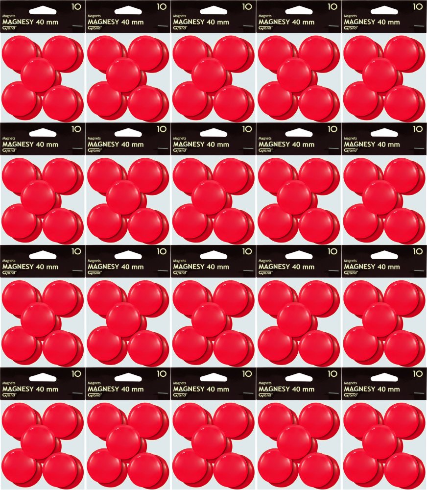 20x Magnes Grand, 40mm, 10 sztuk, czerwony