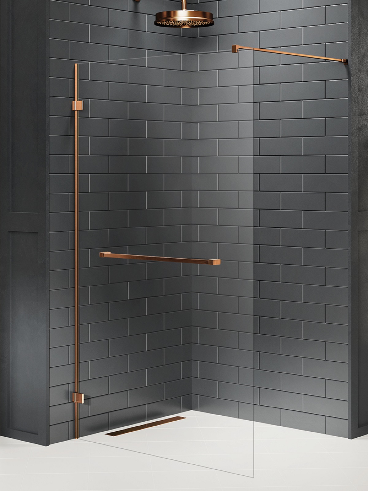 New Trendy Avexa Copper Brushed ścianka prysznicowa walk-in 90 cm miedź szczotkowana/szkło przezroczyste EXK-7158