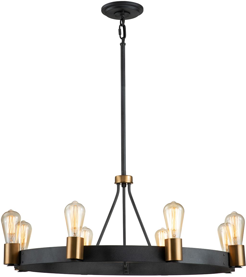 Quintiesse Silas lampa wisząca 8x60 W postarzany cynk/stary mosiądz QN-SILAS-8P-DZ