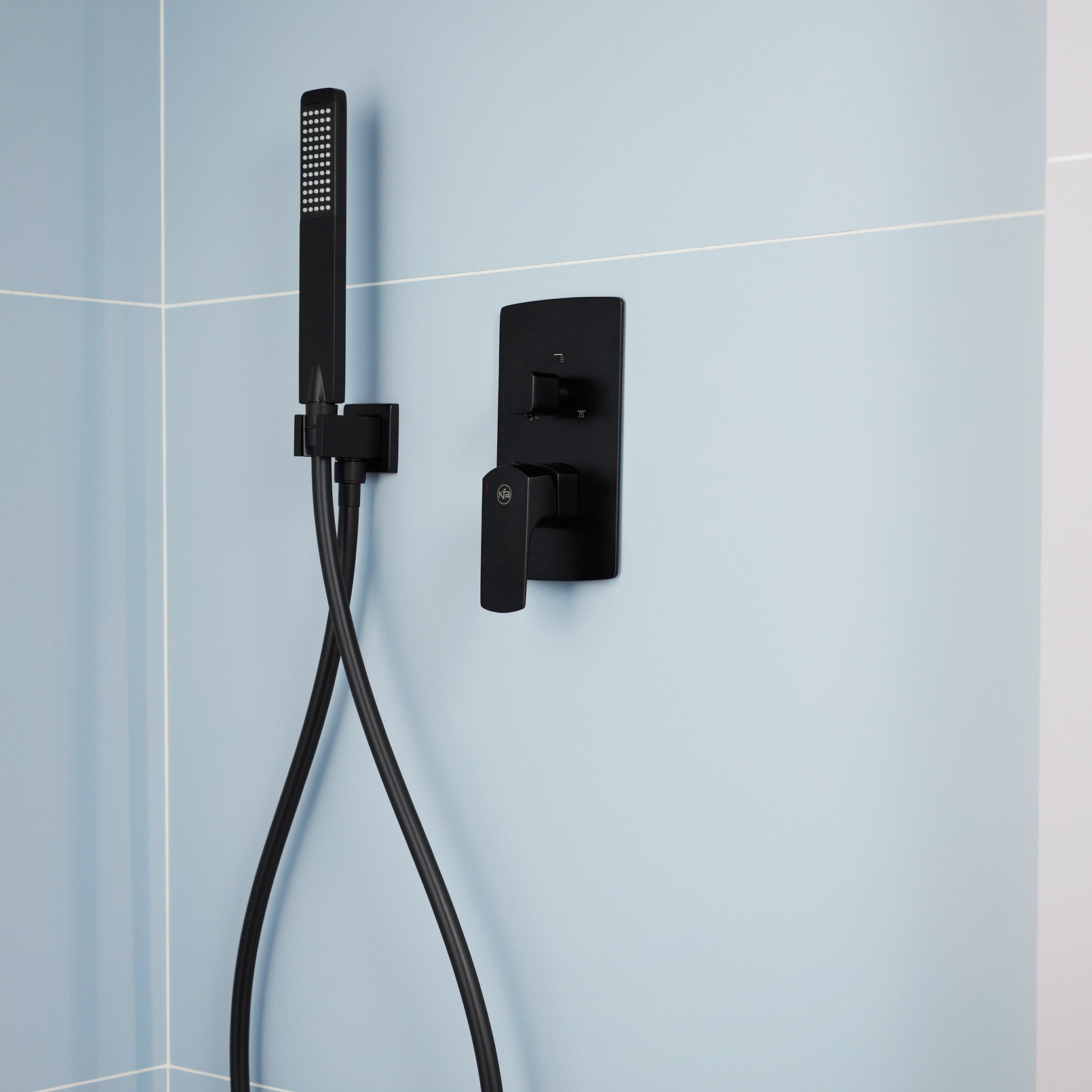 KFA Armatura Mokait Black zestaw prysznicowy podtynkowy z deszczownicą czarny mat 5539-511-81