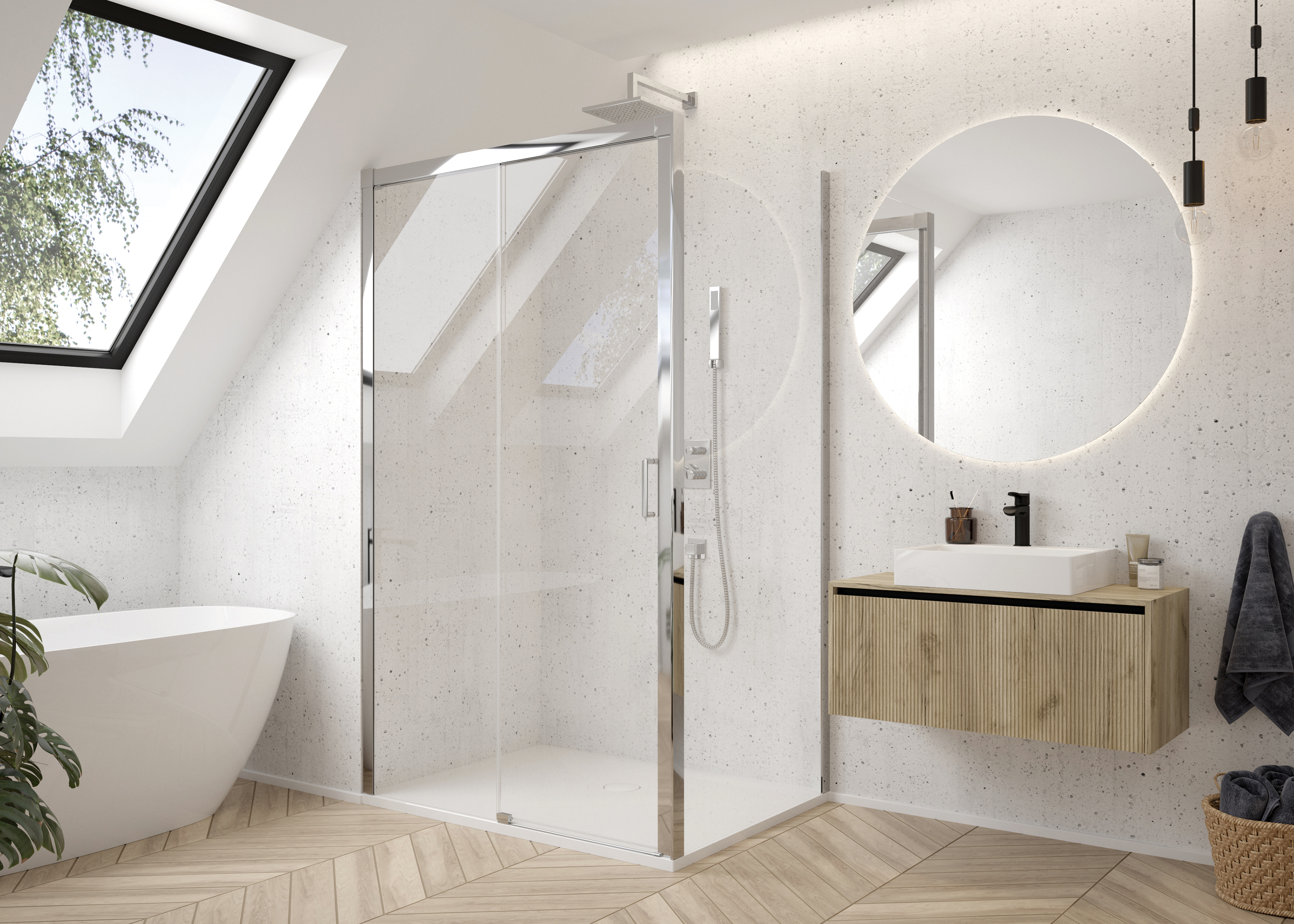 Sanplast Exa Line ścianka prysznicowa SS3/Exa Line-80 cm stała srebrny błyszczący/szkło przezroczyste 600-540-2030-38-401