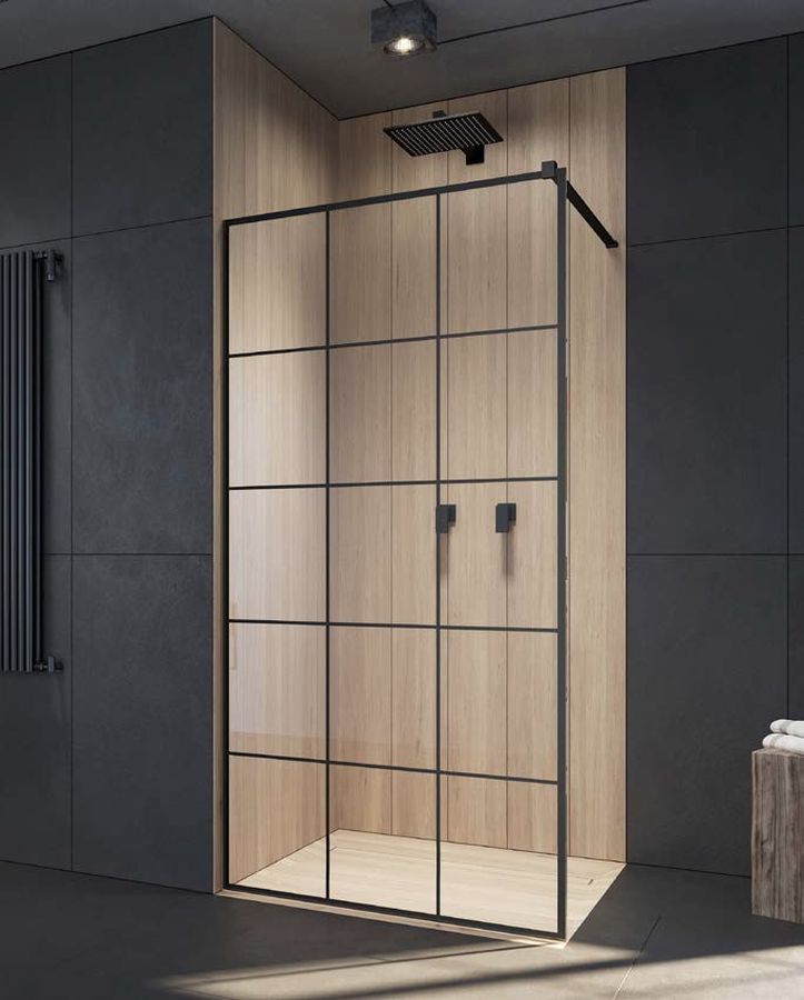 Radaway Modo New Black II Factory Walk-In ścianka prysznicowa 60 cm czarny mat/szkło factory 389064-54-55