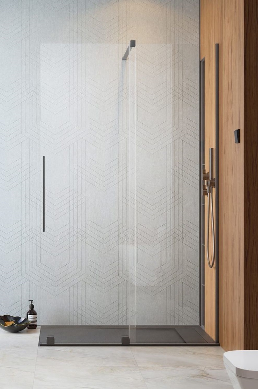 Radaway Furo Walk-In drzwi prysznicowe 130 cm prawe gunmetal szczotkowany/szkło przezroczyste 10106688-92-01R/10110644-01-01