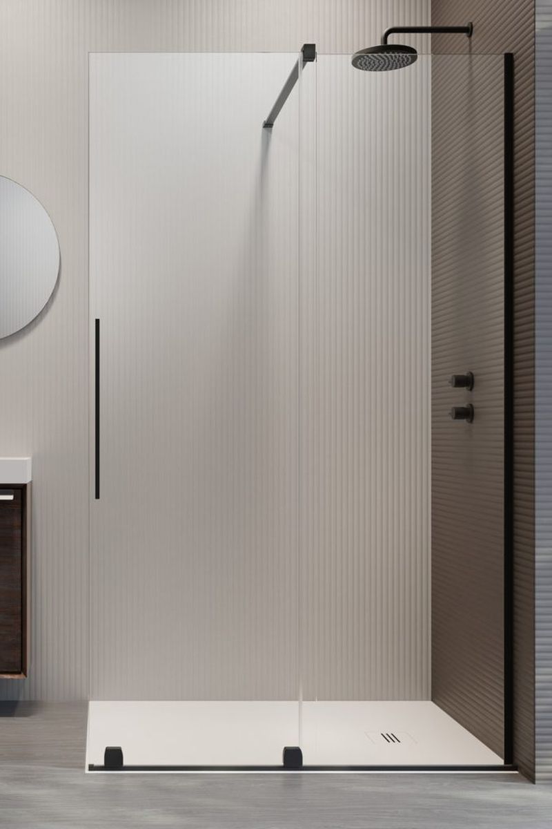 Radaway Furo Black Walk-In drzwi prysznicowe 63,8 cm prawe czarny mat/szkło przezroczyste 10106638-54-01R