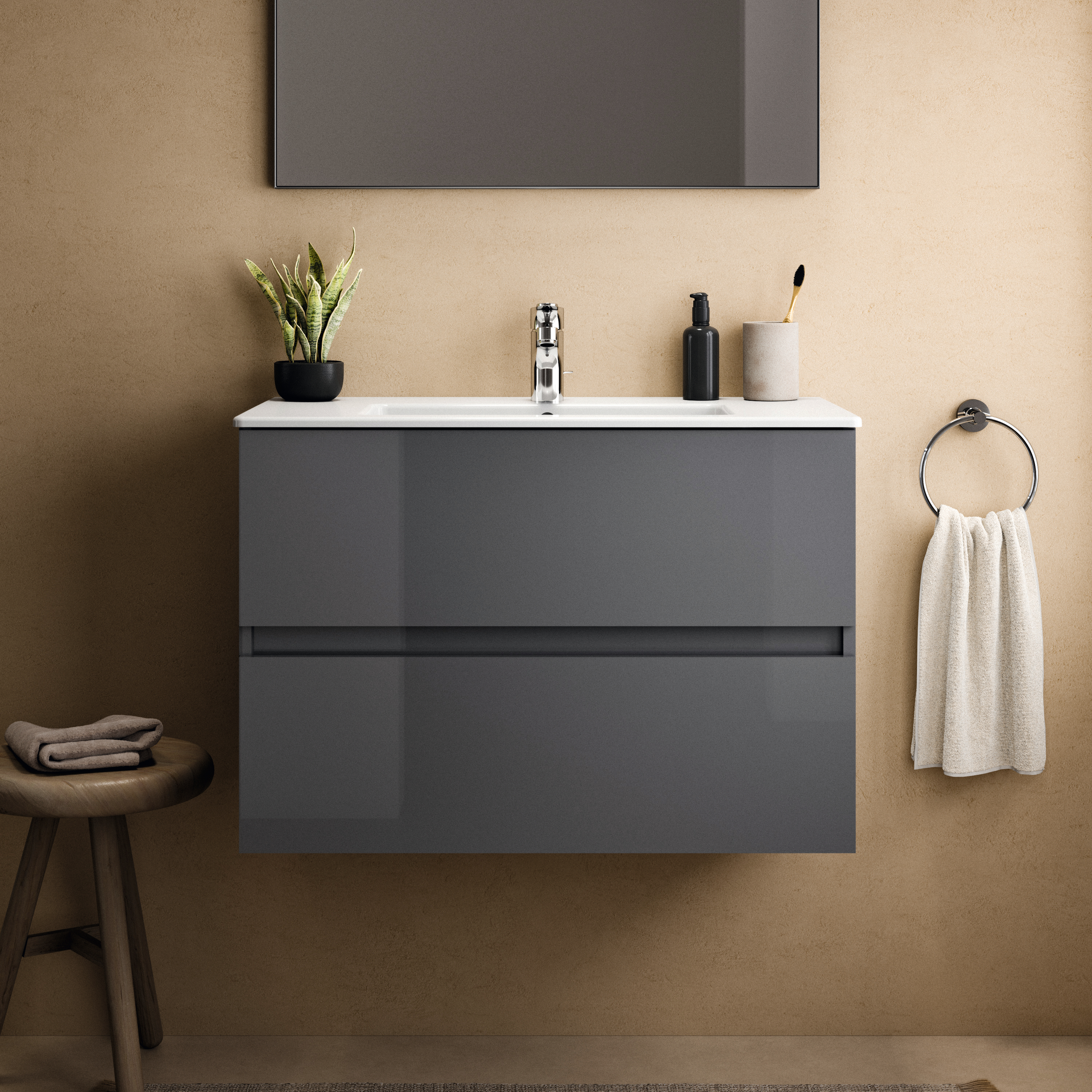 Ideal Standard Eurovit+ umywalka z szafką 80 cm szarą R0574TI - Wysyłka w 24h