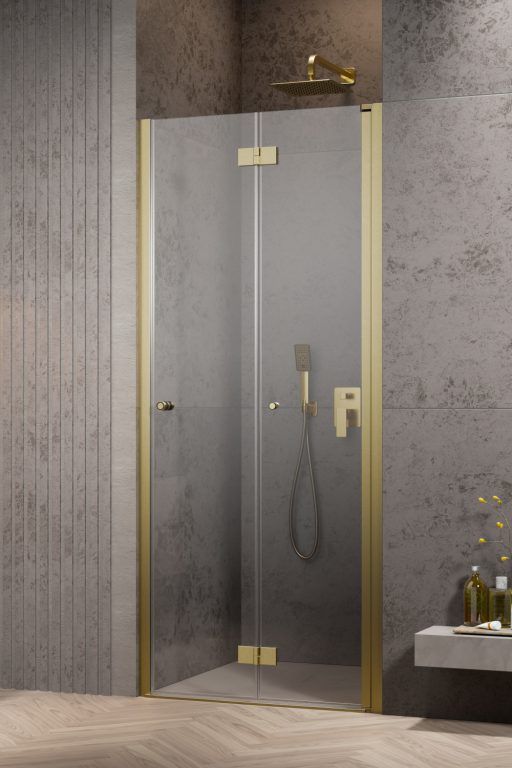Radaway Nes Brushed Gold DWB drzwi prysznicowe 80 cm składane złoty szczotkowany/szkło przezroczyste 10029080-99-01R