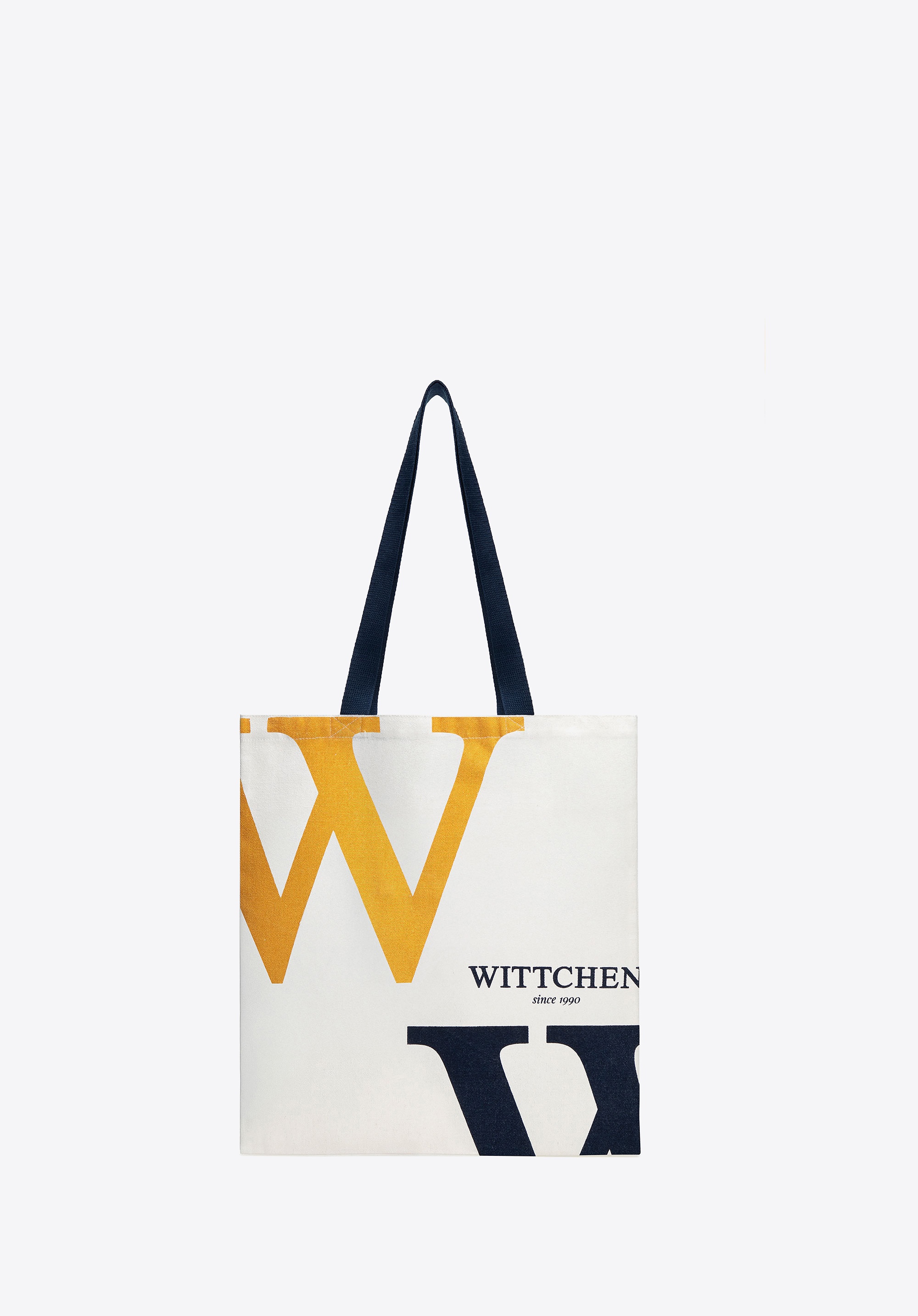 Torba płócienna z wyrazistym logo kremowo - granatowa