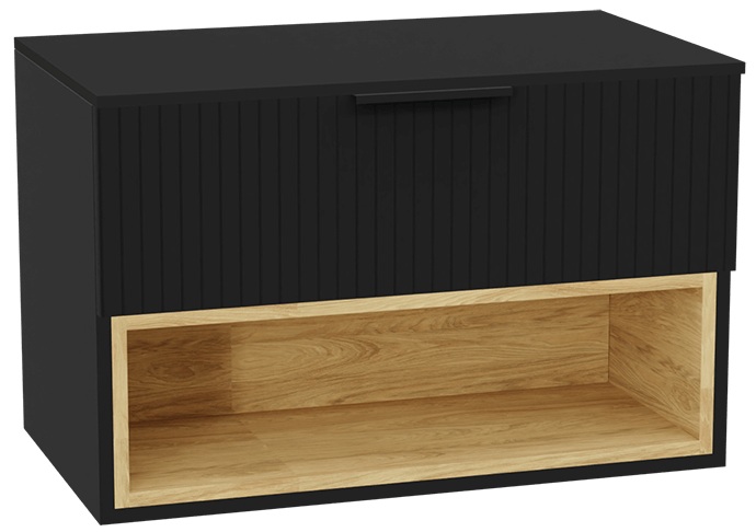 Darmowa Dostawa - Szafka z blatem 80x46.5x51.2 cm podumywalkowa wisząca czarna-dąb Excellent Tuto 2.0 MLEX2171K80031BBKBK