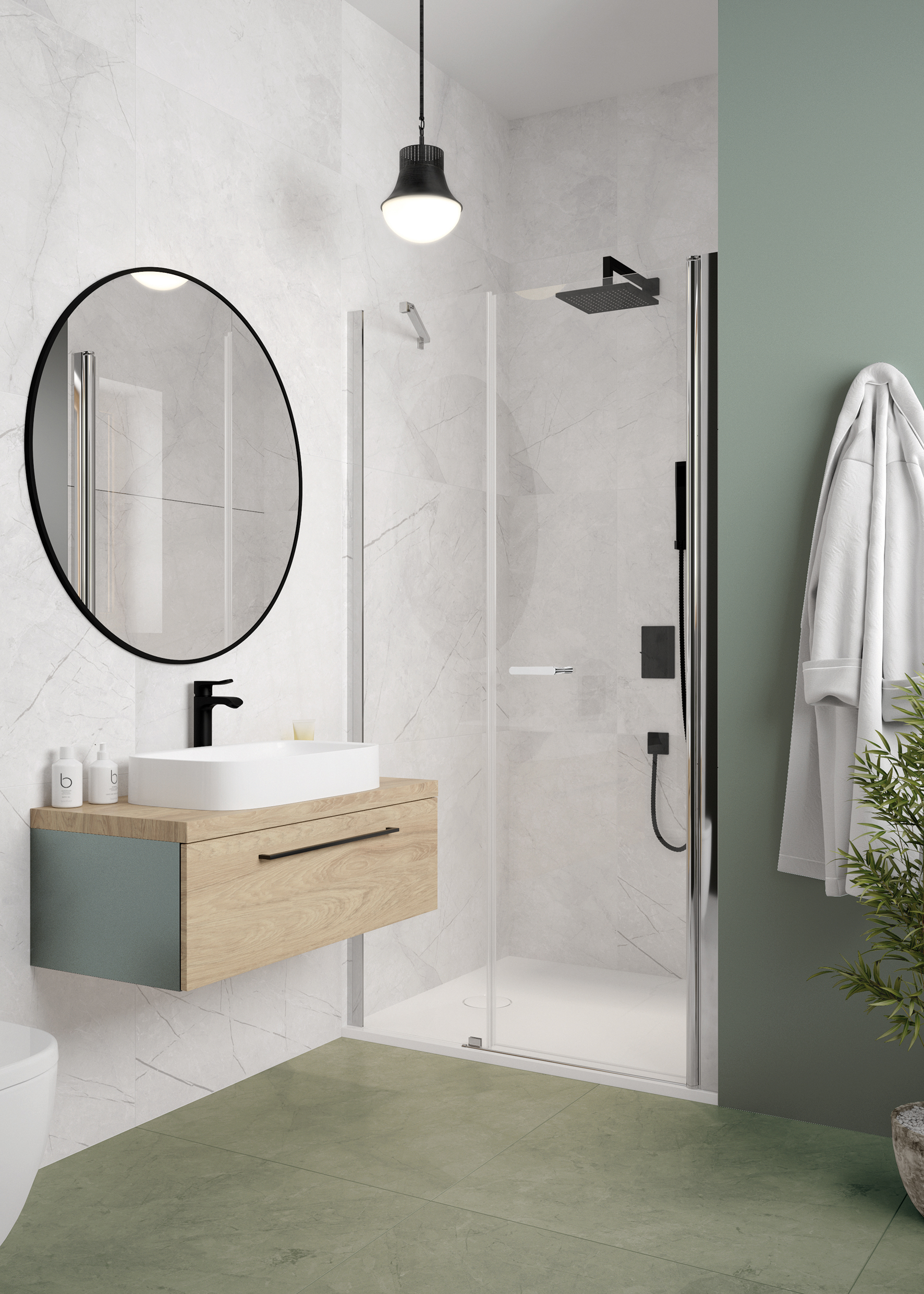 Darmowa Dostawa - Ścianka do drzwi, na wymiar 20 cm srebrny połysk/szkło przezroczyste Sanplast Exa Line 600540120038401