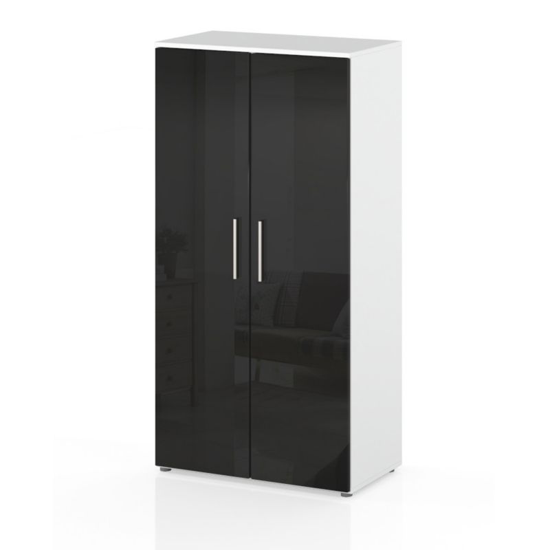 Szafa Hurtownia-Mebli 2 Drzwi Jola 70cm Biały Mat Czarny Połysk 70x54x192 cm 1szt.