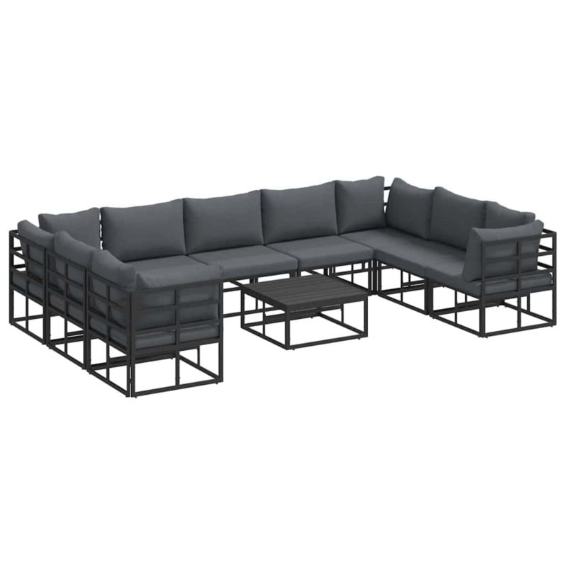 Zestaw mebli ogrodowych wypoczynkowy WaszeMeble 9-osobowy aluminium czarny z poduszkami WM-3378905 1 kpl
