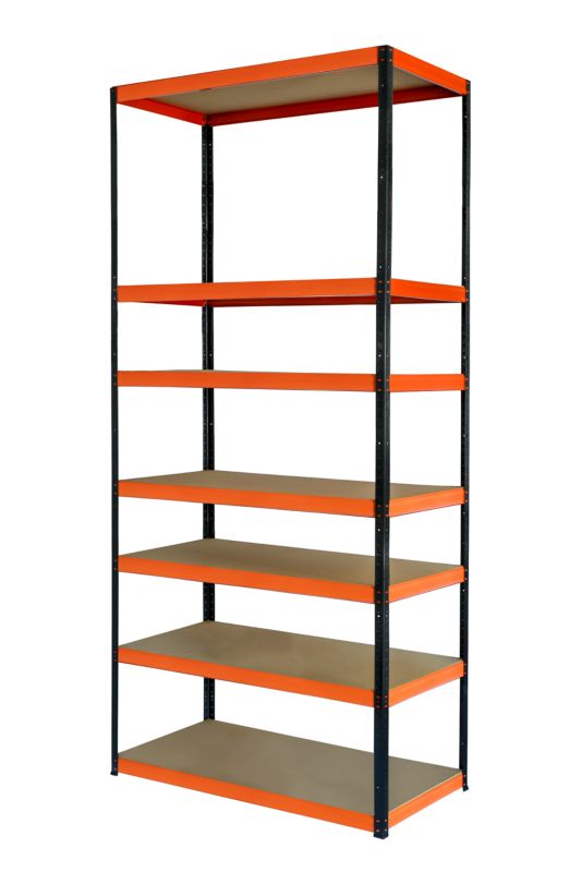 Regał metalowy MODO24 magazynowy czarno-pomarańczowy helios 270x75x35cm 7 półek po 400 kg 1 szt.