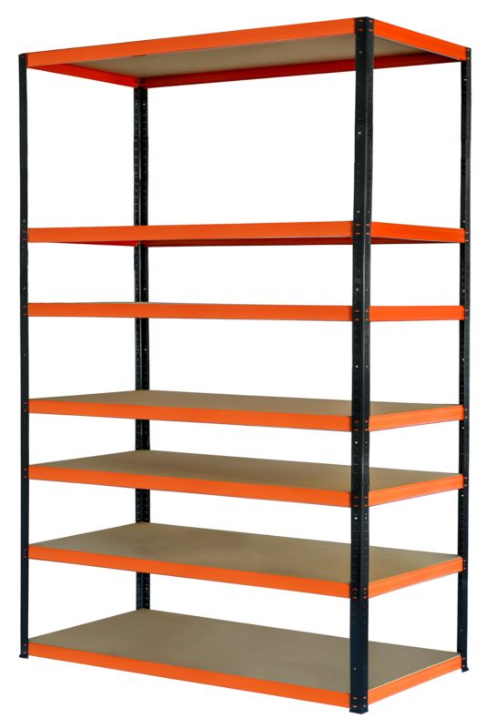Regał metalowy MODO24 magazynowy czarno-pomarańczowy helios 270x180x35cm 7 półek po 175 kg 1 szt.