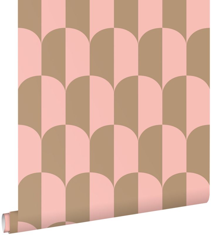 Tapeta ESTAhome motyw art déco różowymIbeżowo-brązowym 50 x 900 cm - 1 rol.