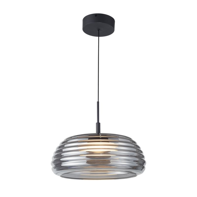 Lampa wisząca dymiony klosz Italux Loculi czarna LED 20W 3000K 1200lm IP20 - 1 szt.