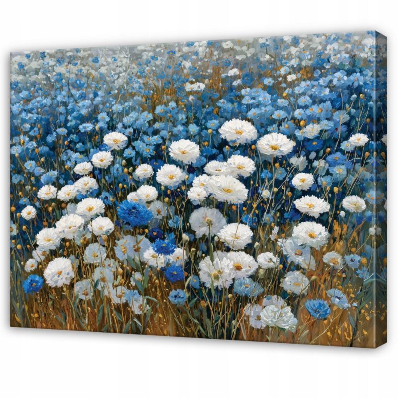 Obraz WALLARENA Do Sypialni Salonu Na Płótnie Kwiaty Natura Łąka Niebieski 60x40 cm SPP16466O4 1 szt.