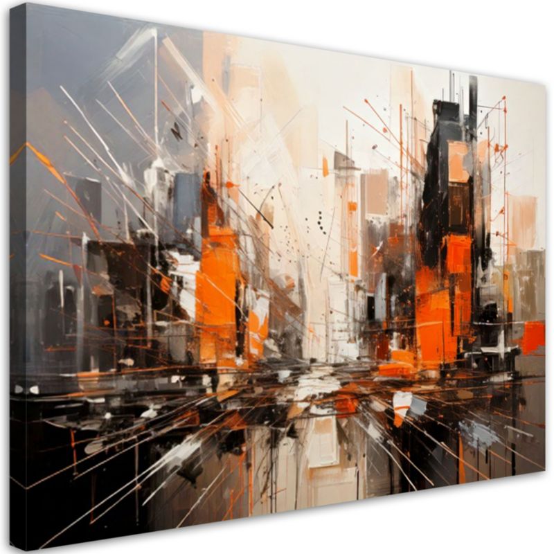 Obraz nowoczesny Feeby Abstrakcjyjne miasto beżowy pomarańczowy 100x70cm 1szt