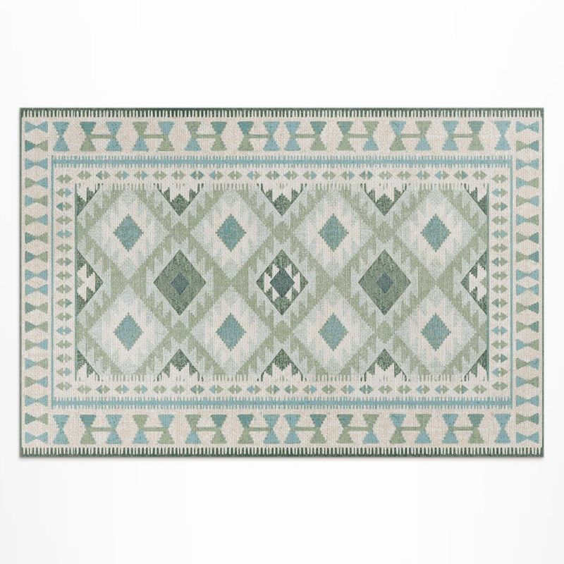 Zewnętrzny Dywan Winylowy Wallfluent 100x150 cm Zielone romby imitacja tkaniny 1 szt.