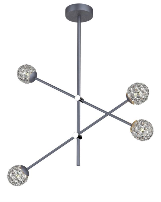Lampa sufitowa wisząca Candellux Paksos 1989 czarno-przezroczysty kryształowa 4xG9 x 5W 1 szt.