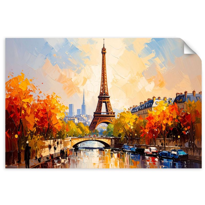 Plakaty samoprzylepne do salonu sypialni Feeby Panorama Paryża Wieża Eiffla 45x30cm 1szt