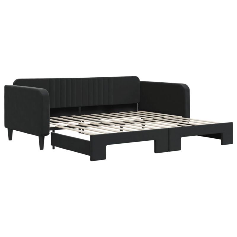 Sofa rozkładana WaszeMeble 100x200 cm Czarny aksamit WM-3197074 1 szt.