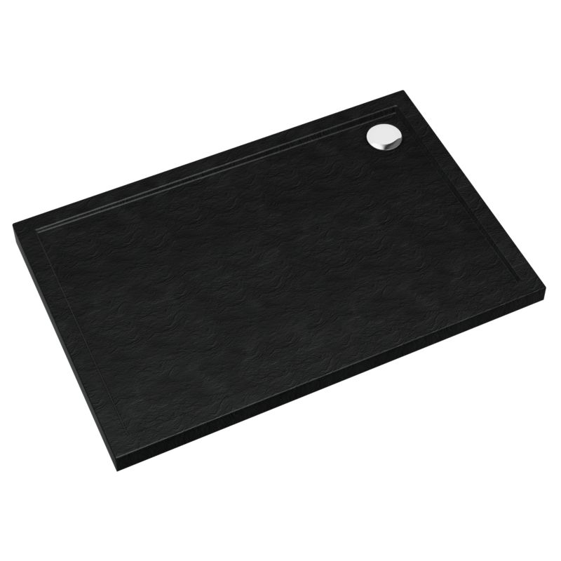 Brodzik prostokątny Schedpol Atla 80 x 90 x 4,5 cm czarny strukturalny