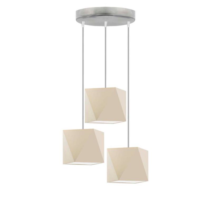 Lampa wisząca zwis Volta Light Factory żyrandol sufitowa z abażurami diament Ecru BURNE Z3 1szt.