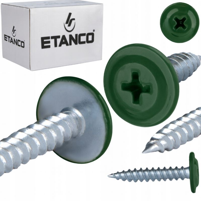 Wkręty Podkładkowe Etanco Do Drewna 4,2X25Mm, Ral6020 Gm-S 250Szt.