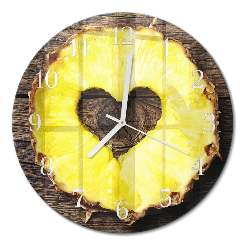 Dekoracyjny Zegar Ścienny Tulup fi30 cm z Białymi Wskazówkami Ananas 1 szt.