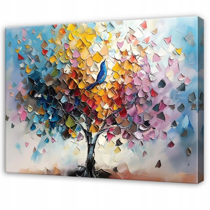 Obraz WALLARENA Do Sypialni Salonu Na Płótnie Drzewo Abstrakcja Akwarela Kolorowy 120x80 cm SPP16487O20 1 szt.