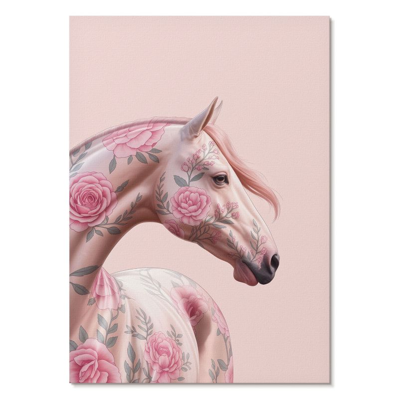 Nowoczesny Plakat na Płótnie Tulup 42x59,4 cm (A2) Kwiatowy koń Do sypialni, salonu, biura 1 szt.
