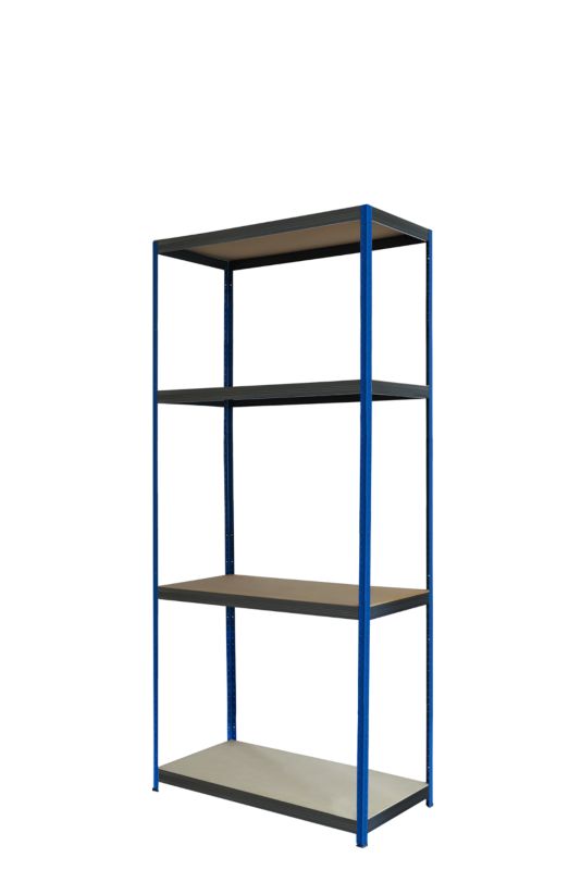 Regał metalowy MODO24 magazynowy garażowy niebiesko-grafitowy helios 180x90x45cm 4 półki po 350 kg 1 szt.
