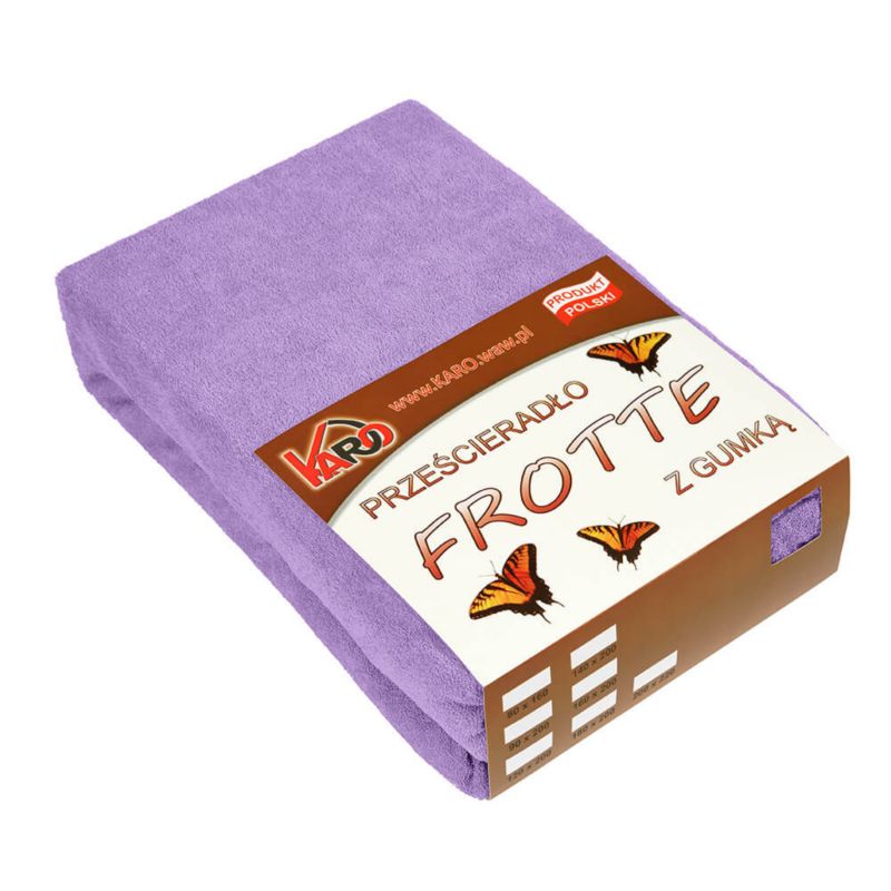 Prześcieradło frotte z gumką KARO 120x200 fioletowe 1 szt.