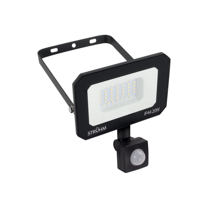 Naświetlacz LED z czujnikiem ruchu zewnętrzny STRUHM ASTON LED S 20W BLACK NW czarny moc 20W barwa św. neutralna biała - 1 szt.