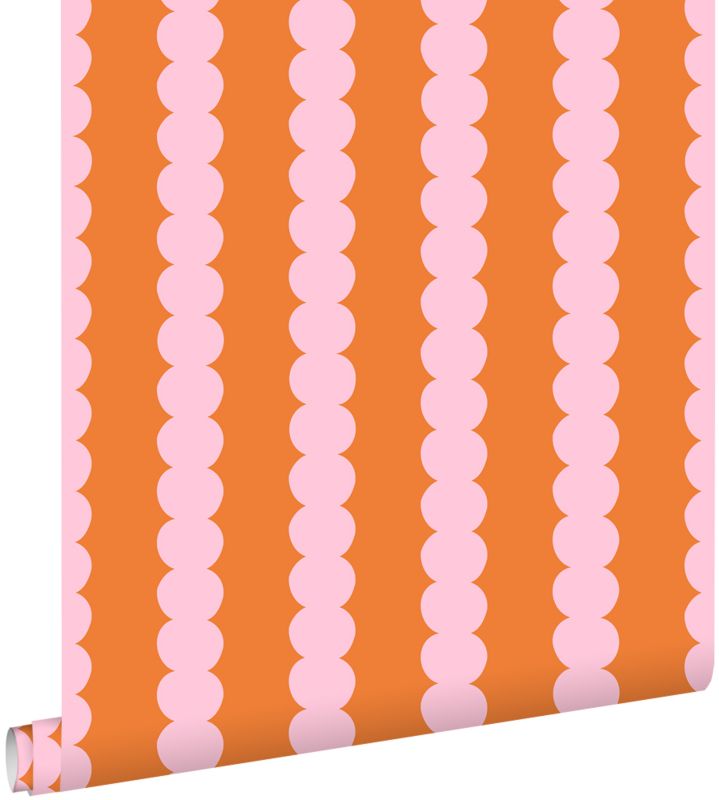 Tapeta ESTAhome nadruk graficzny różowymIpomarańczowym 50 x 900 cm - 1 rol.