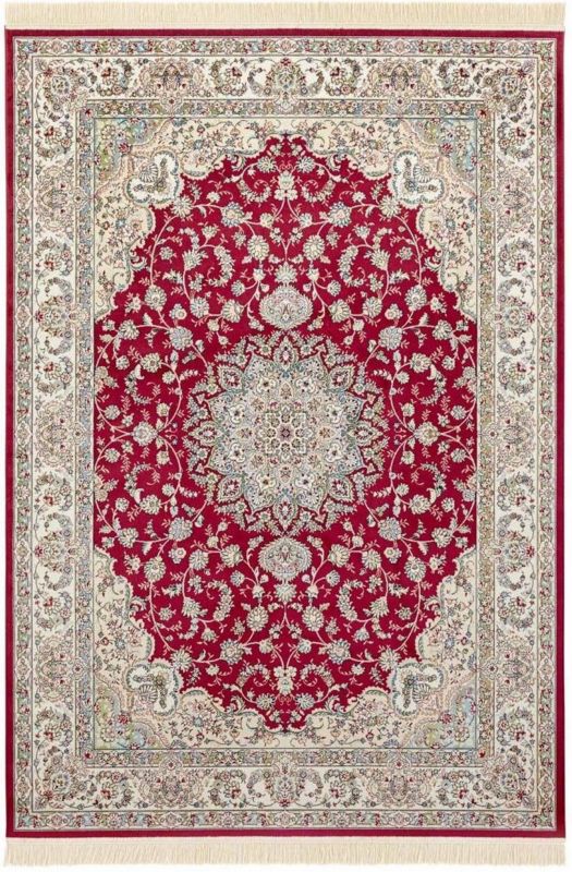 Dywan Nouristan 160x230, czerwony w tradycyjny wzór, z frędzlami, do salonu, 1 szt.