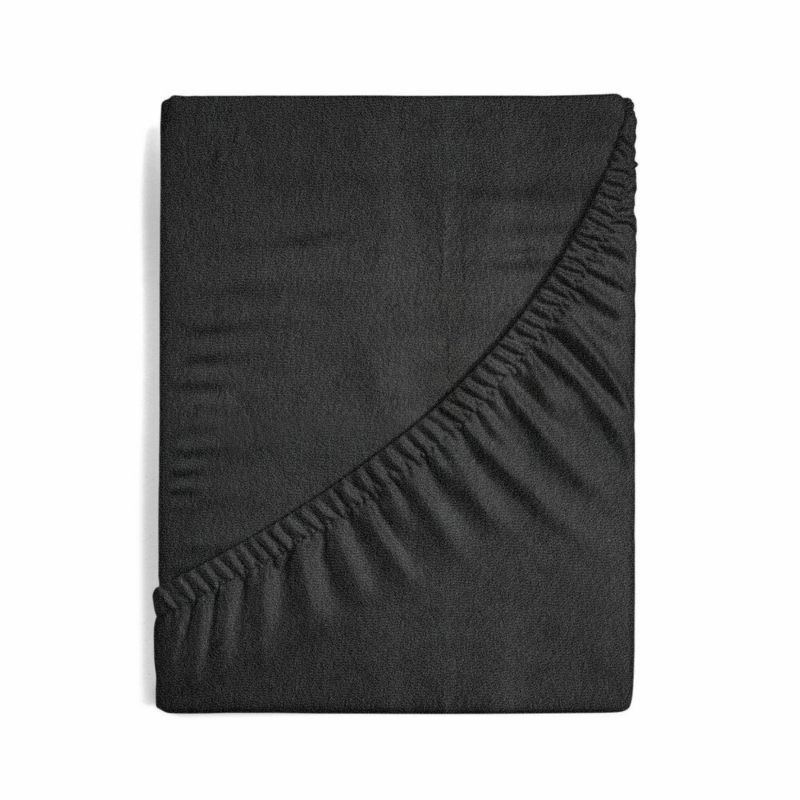 Prześcieradło FROTTE Eurofirany 160 x 200 x 20 cm czarne z bawełny frotte z gumką 1szt.