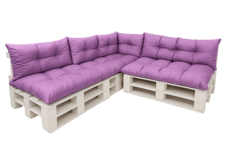 Komplet 7sztuk poduszek ogrodowych na palety Setagrden 3x120x60cm /3x120x40cm+60x40cm,fioletowe dwustronne poduszki ogrdowe, 1szt