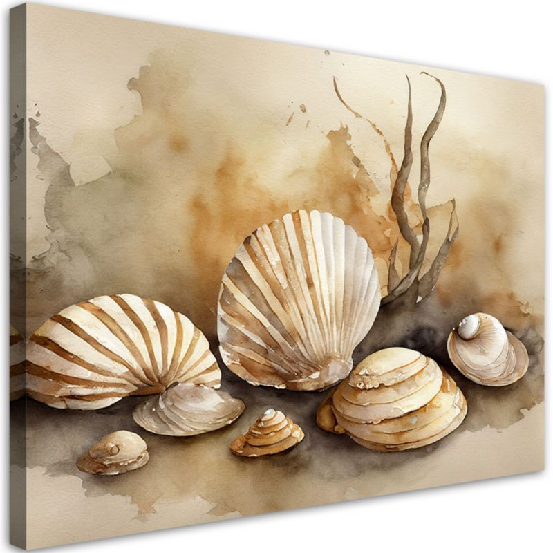 Obraz do salonu sypialni Feeby Marynistyczny Muszle Beżowy 90x60 cm 1szt