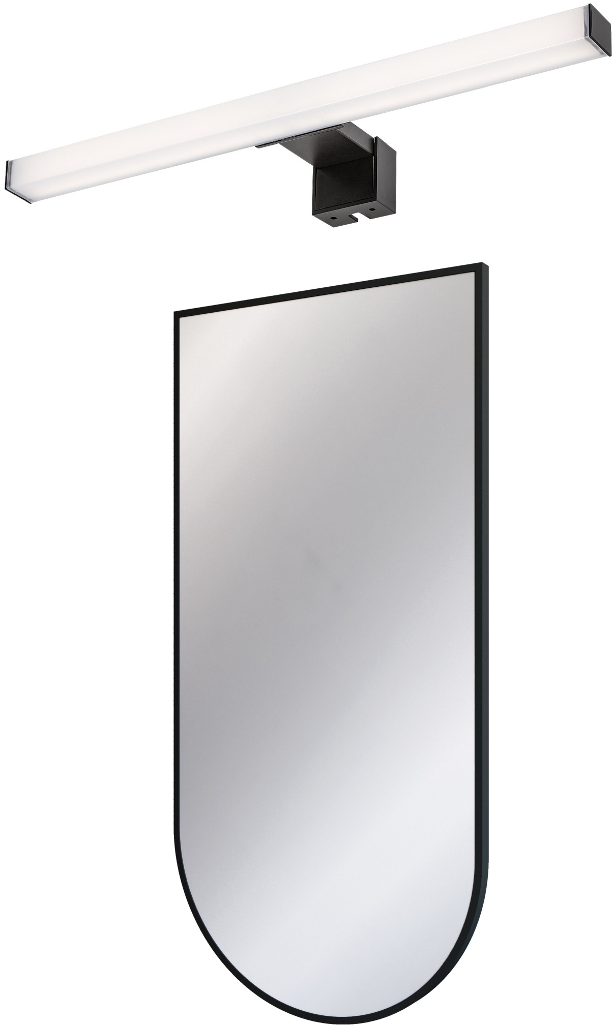 Darmowa Dostawa - Lustro z kinkietem 50x100 cm owalne z oświetleniem czarny Deante Silia abset11058