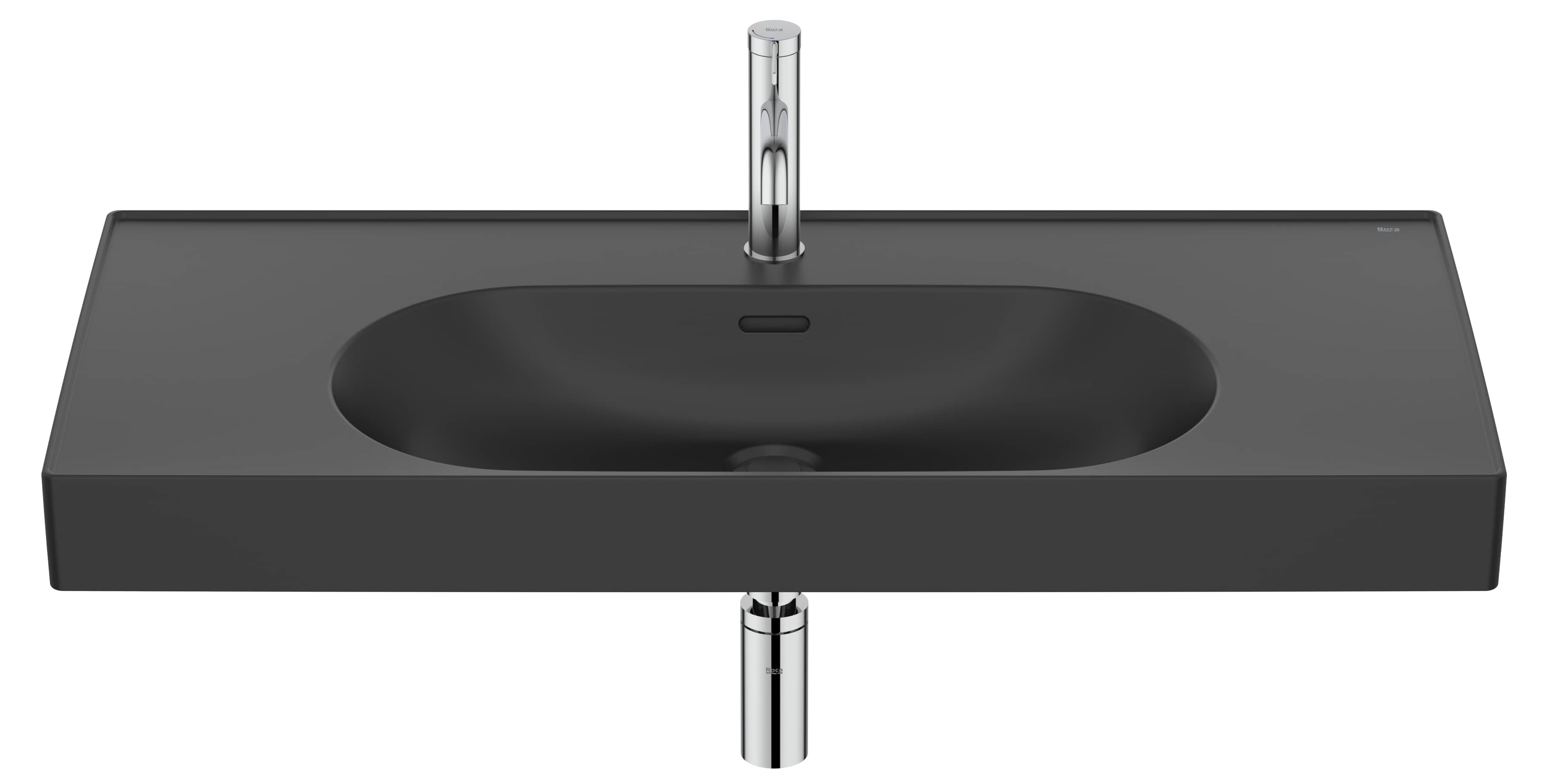 Darmowa Dostawa - Umywalka 100x46 cm prostokątna ścienna-meblowa czarna Roca Meridian A327746080