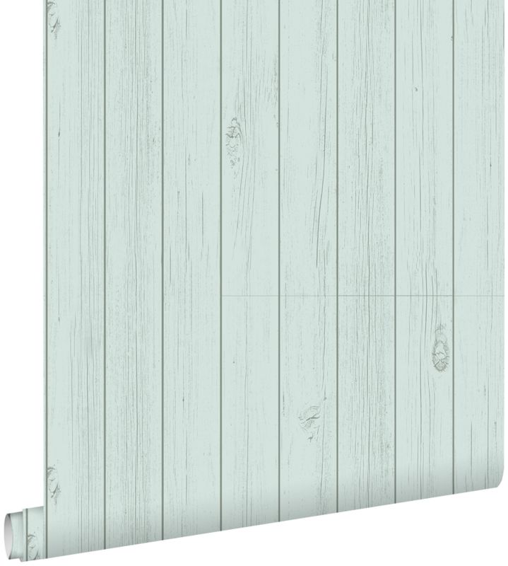 Tapeta ESTAhome wąskie deski ze złomu popielatej miętowej zieleni 53 cm x 10.05 m - 1 rol.