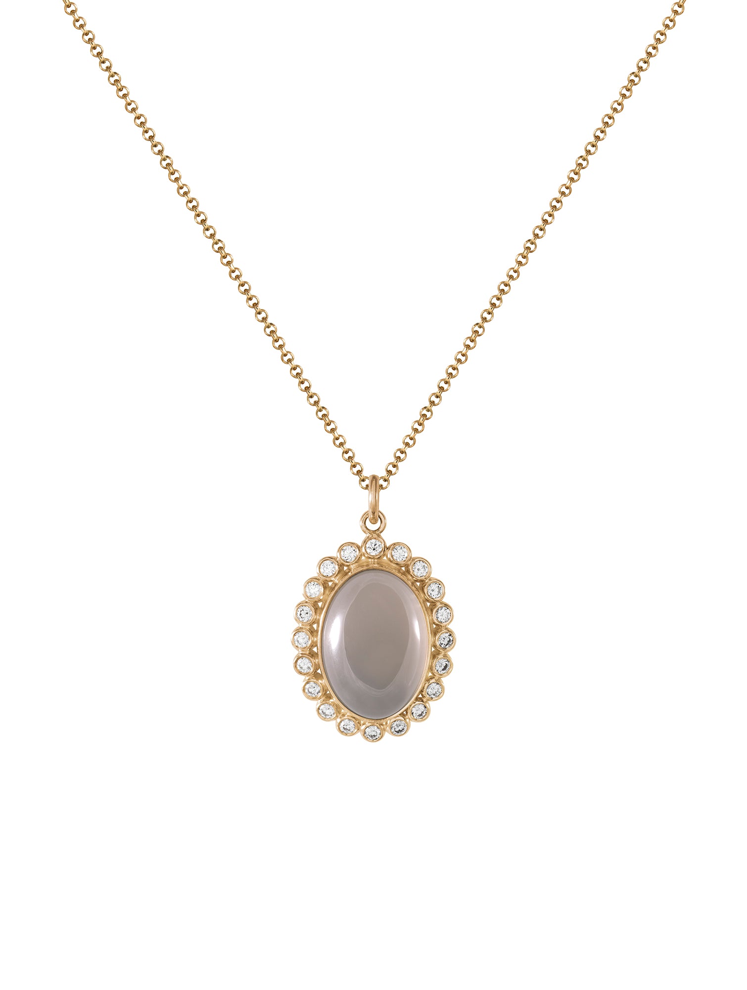 Levante Diamond Necklace - naszyjnik z chalcedonem z diamentową oprawą, 55