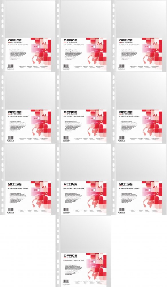 10x Koszulki krystaliczne Office Products, A4, 50 μm, 100 sztuk, transparentny