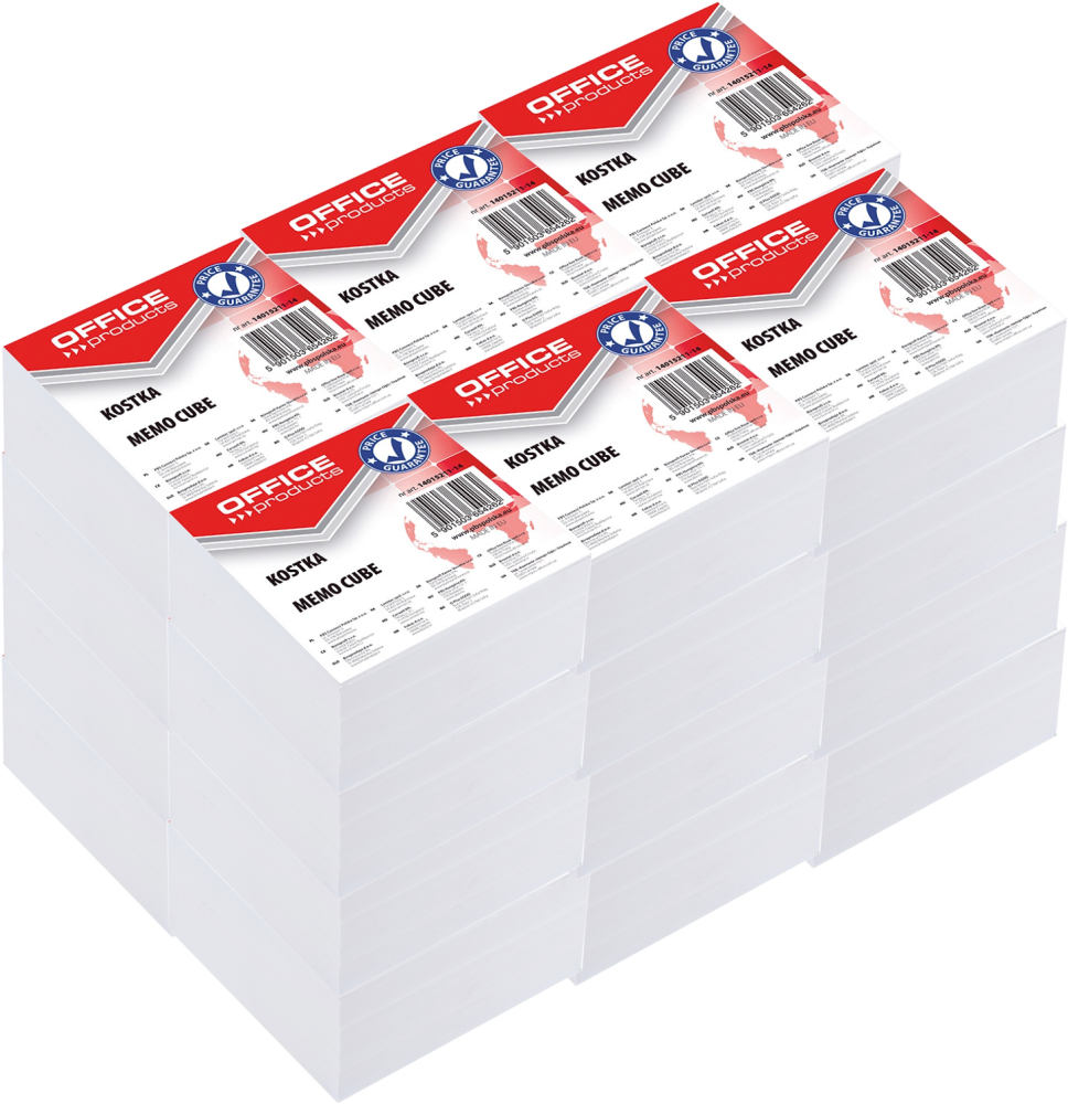 24x Karteczki do notatek Office Products, nieklejone, 85x85x40mm, biały