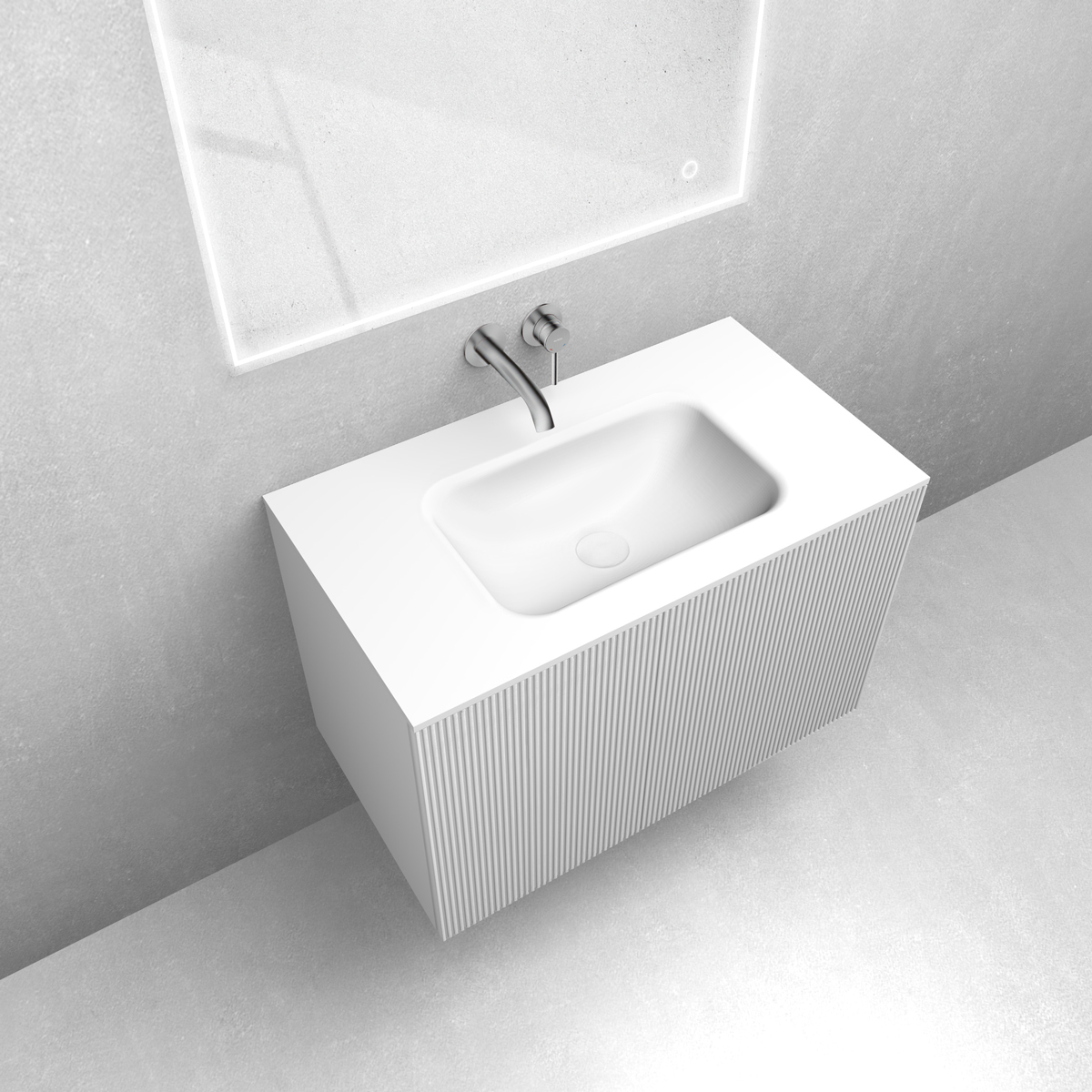 Zestaw Oltens Lun szafka podumywalkowa 80 cm z umywalką Kalla LavaForm biały mat 68773000 - Wysyłka w 24h