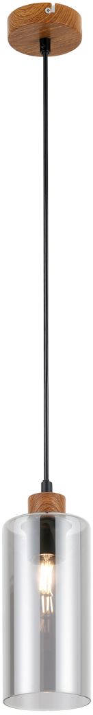 Italux Naster lampa wisząca 1x25 W czarna-drewno PND-23051-1-WO